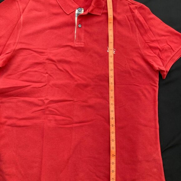 Burberry Brit Men Short Sleeve Nova Check Red Cotton Pique Polo w/ defect - Picture 11 of 13